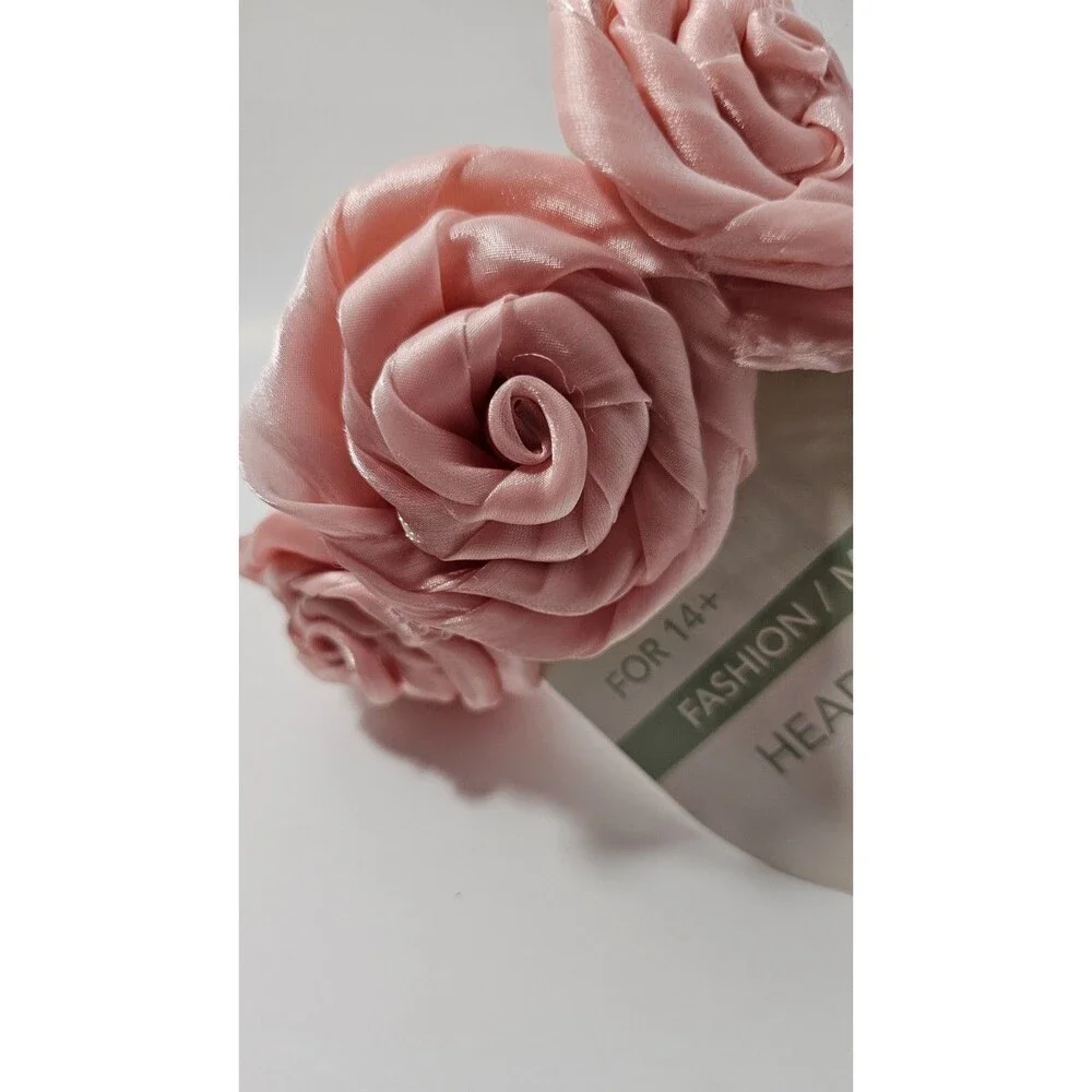 Rose Headband Silky Material Children or Adult sized Pink, Blue, Purple pastels